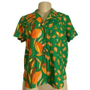 NWT Tabitha Brown Button Down Floral Green Short Sleeve Women's Shirt Size S